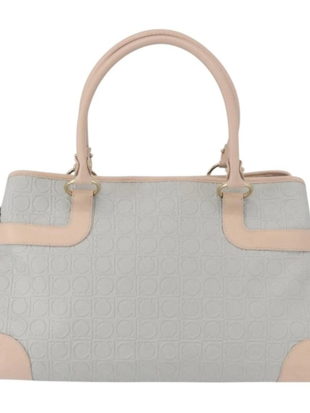 Salvatore Ferragamo Gancini Tote Bag Leather Gray Gold Auth BA8969 - Picture 2 of 14